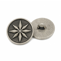 Durable Antique Silver Chevron Pattern Metal Shank Button for Outerwear