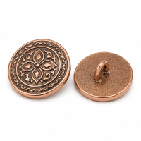 Vintage Antique Copper Flower Pattern Metal Shank Button for Jackets and Denim