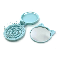 custom logo promotional mini folding hair brush with mirror