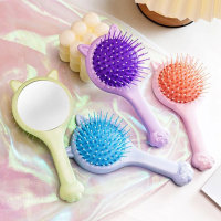 manufacturer custom logo cat ear kid-friendly massage hairbrush with mirror