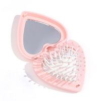 wholesale pink hair comb with pocket mirror