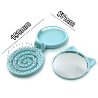 Wholesale mini folding hair brush with compact mirror