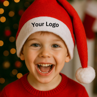 Promotional Christmas Santa hats made of soft felt, available in bulk with custom logo printing