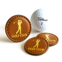 custom foil stamping logo leather ball markers