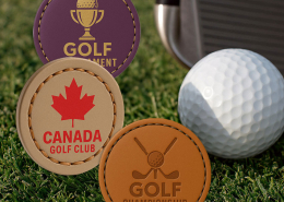 manufacturer custom logo branded leather ball markers