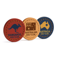 custom logo printed sports golf club leather ball markers