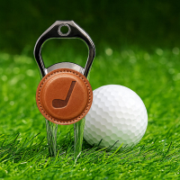 Custom Logo Leather Ball Marker with Golf Repair Divot Tool