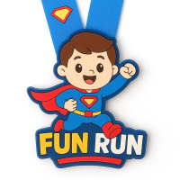 customized superman fun run kid PVC finisher medal