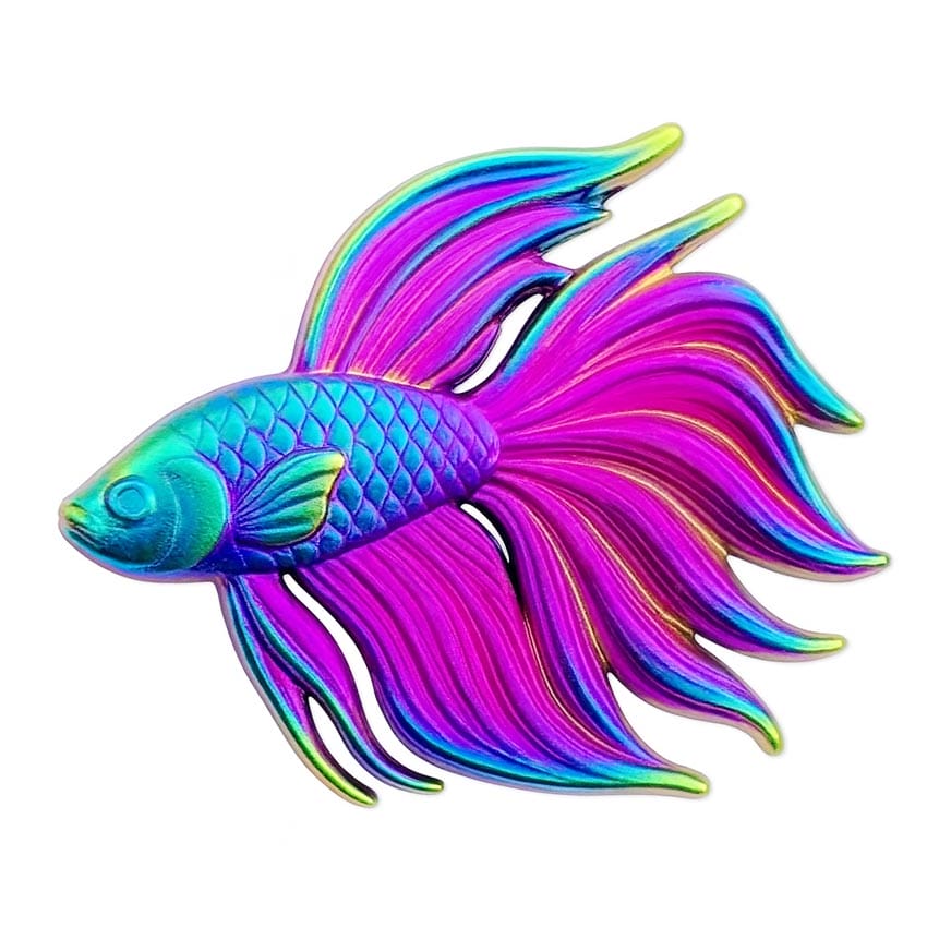 manufacturer custom betta fish anodized rainbow lapel pin
