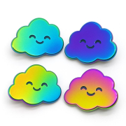 custom rainbow plated cloud smile face enamel pins