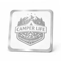custom branded etched logo aluminum metal coasters