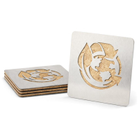 custom hollow logo stainless steel metal coaster