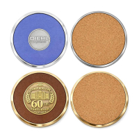 Custom Logo Metal Emblem Zinc Alloy Leather Coasters