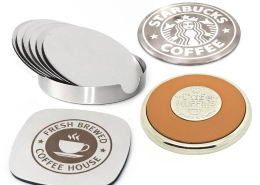 Manufacturer custom logo metal drink coasters wholesale
