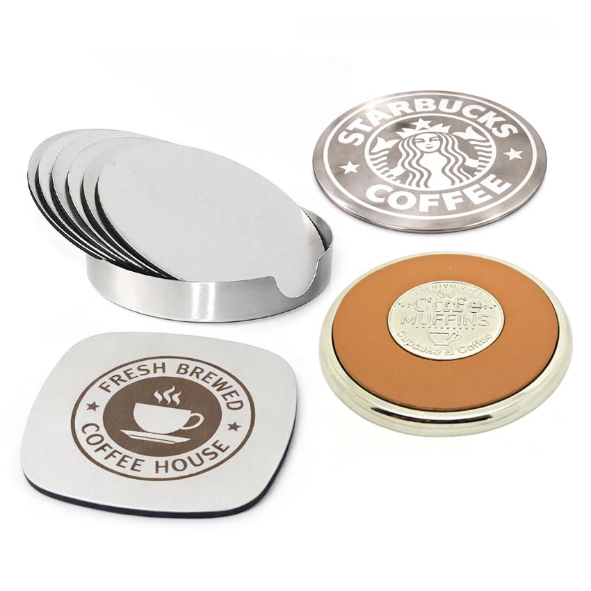 Manufacturer custom logo metal drink coasters wholesale