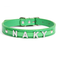 wholesale puppy leather collars with rhinestone name