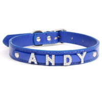custom rhinestone name leather dog collars