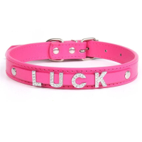 manufacturer multi color PU leather puppy collar with name