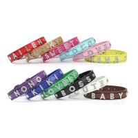 wholesale rhinestone leather name dog collars