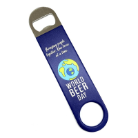 blue custom bottle opener bar blade with full color logo stainless steel speed opener for event promotion