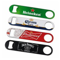 custom branded bottle opener bar blade with logo examples stainless steel speed opener OEM supplier