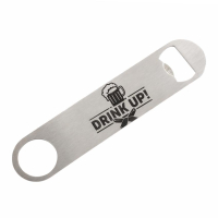 stainless steel custom bar blade bottle opener natural finish laser engraved logo speed opener