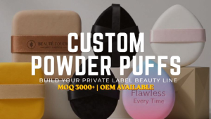 custom logo branded makeup powder puffs wholesale