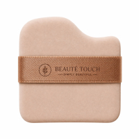 Custom contour powder puff with unique shape, ergonomic makeup applicator for precise foundation application