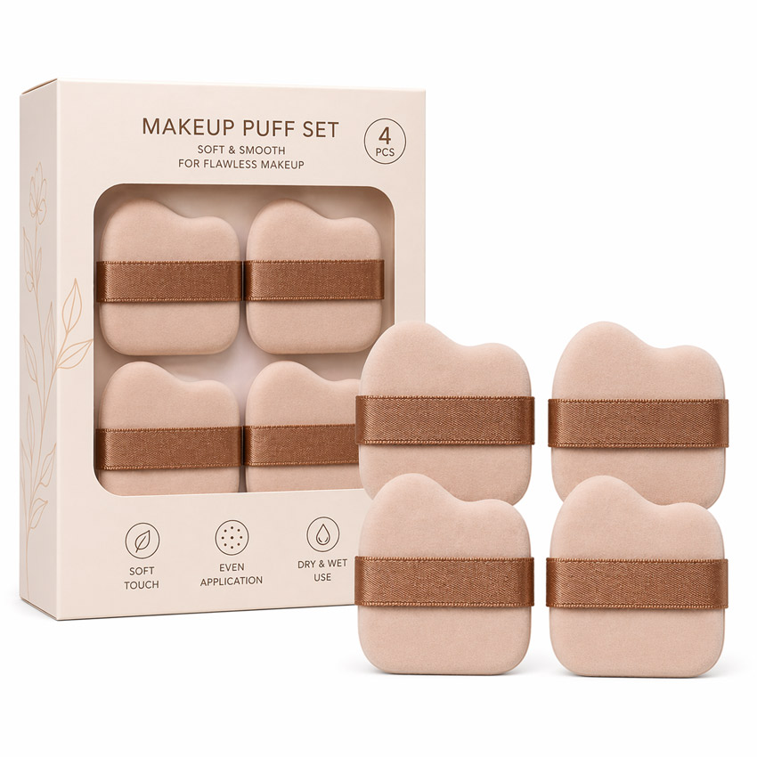 multi piece powder puff set packaging for beauty kits