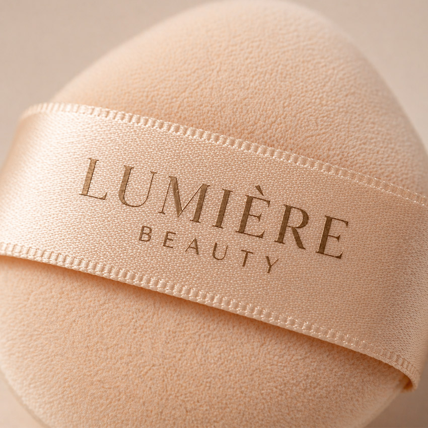 custom logo silk screen printing on powder puff strap