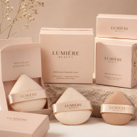 custom powder puffs with logo for private label cosmetic brands