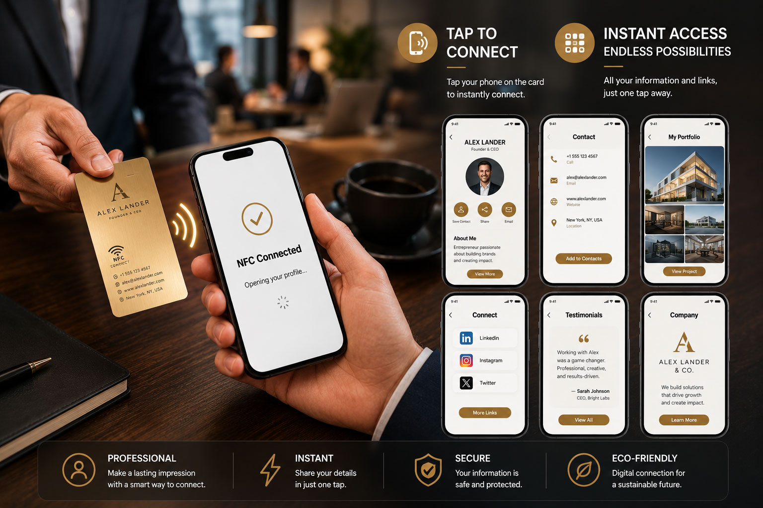 premium custom logo gold plated NFC metal business card application premium custom logo gold plated NFC metal business card application