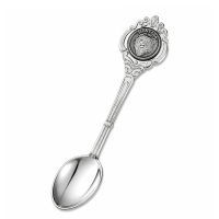 Custom souvenir spoon featuring Montana bear emblem with decorative silver frame design for tourism souvenirs and collectible gift shop merchandise