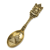 Antique gold souvenir spoon inspired by Louvre Museum artwork and Paris landmark collectible merchandise