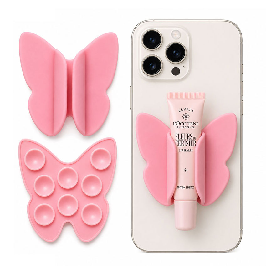 Wholesale Butterfly Suction Cup Silicone Lip Balm Phone Case Holder