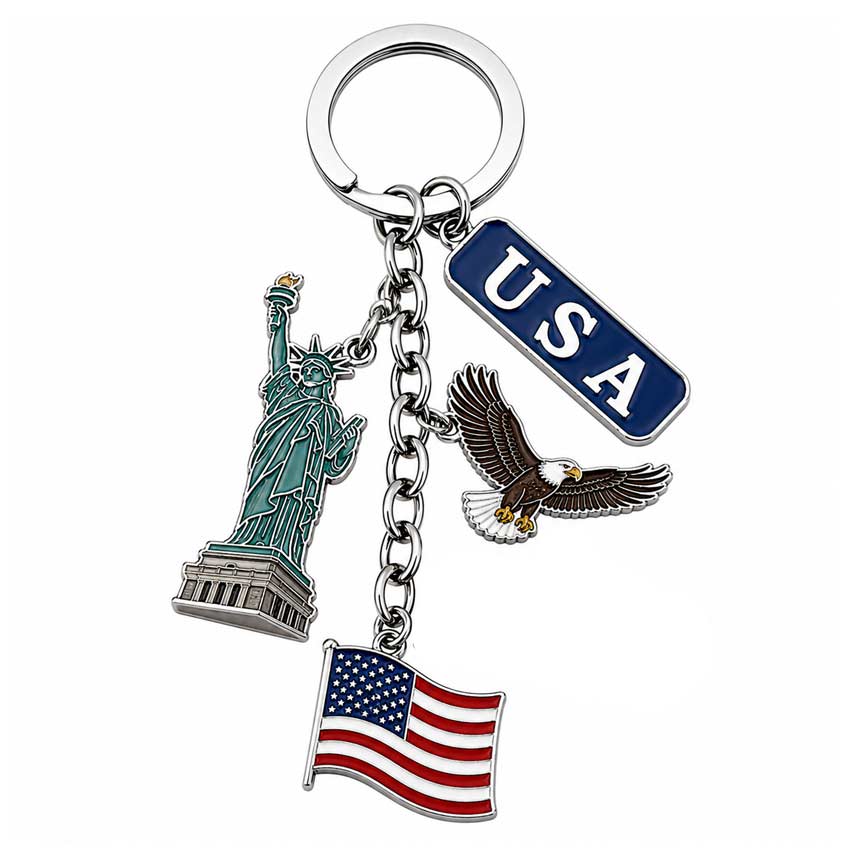 custom metal charm USA souvenir enamel keychains
