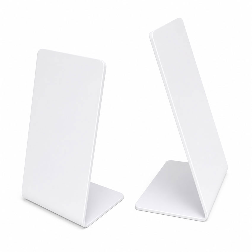 White PVC NFC Table Display Stand Blank Sample Blank white NFC table display stand for custom QR code and NFC business applications