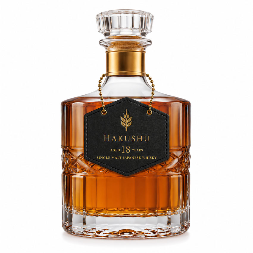 Custom Leather Hang Tag for Whiskey Bottles Personalized leather bottle tag displayed on a premium whiskey bottle