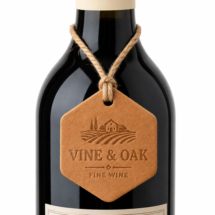 Custom Debossed Logo Leather Wine Bottle Tag Wholesale Custom Debossed Logo Leather Wine Bottle Tag Wholesale