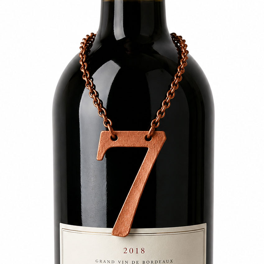 Number-Shaped Custom Leather Bottle Tag Custom number-shaped leather wine bottle tag for anniversary and limited edition packaging