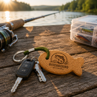 Custom cork floating keychain for fishing and outdoor promotional giveaways