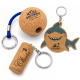 Cork ball floating keychains in different sizes and custom designs