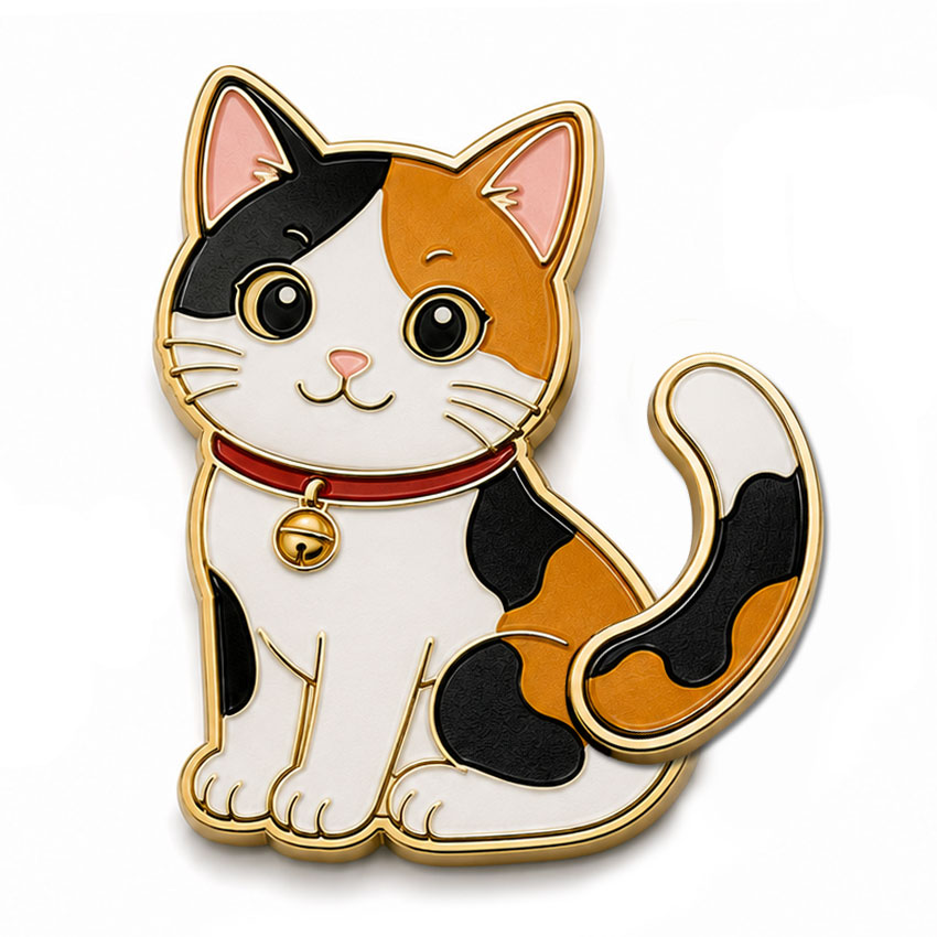 Cat Interactive Moving Lapel Pin Cat-themed interactive lapel pin featuring a cute enamel cat with a movable tail element