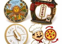 Custom Spinning Enamel Pins Interactive Rotating Metal Lapel Pin Hard Enamel Badge Custom Logo Wholesale Manufacturer