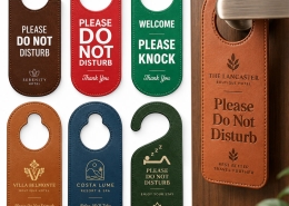 Wholesale Custom Leather Door Hangers Hotel Room Do Not Disturb Sign Personalized Logo OEM Manufacturer Supplier