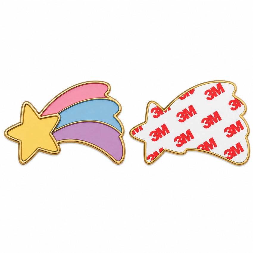 Custom Shaped Soft Enamel Metal Phone Sticker with 3M Adhesive Shooting star metal phone sticker with custom shaped 3M adhesive backing