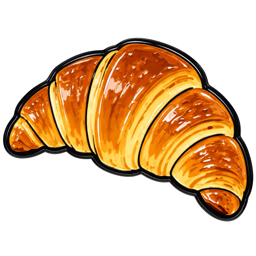 Custom UV Printed Metal Phone Sticker with Full Color Design Croissant shaped UV printed metal phone sticker with detailed multicolor artwork