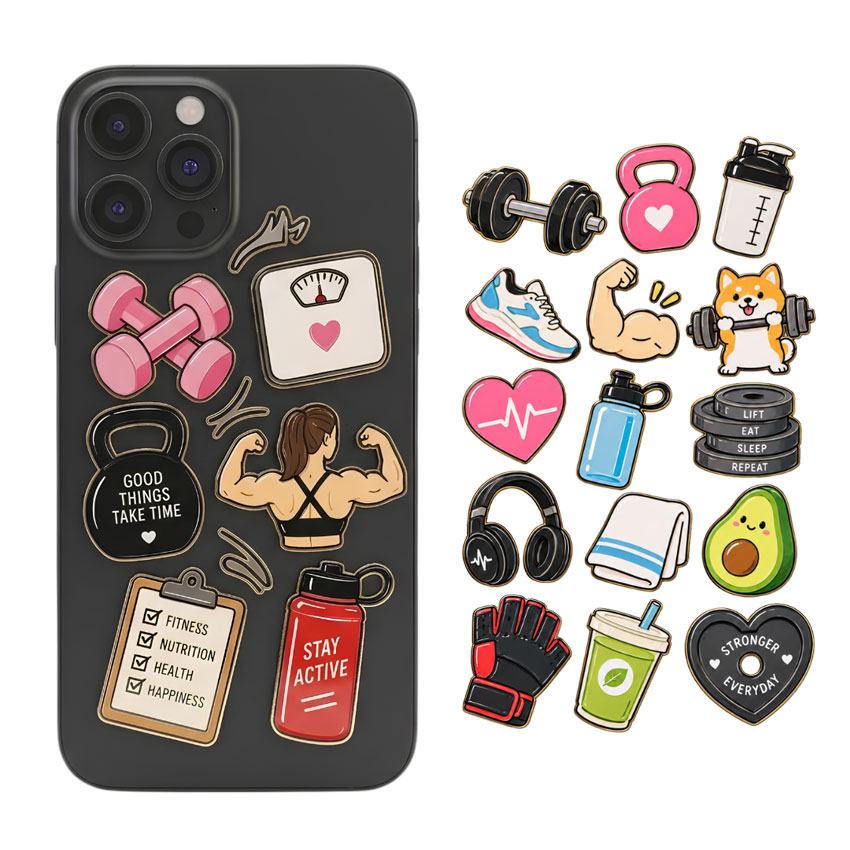 Custom Cute Metal Phone Stickers for Phone Case Decoration Cute custom metal phone stickers with colorful lifestyle and character designs