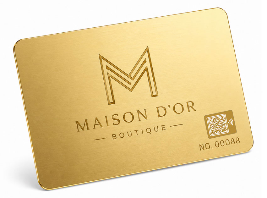 Customized Laser Engraved NFC Digital Metal Card Gold NFC metal card with laser engraved logo and variable serial number
