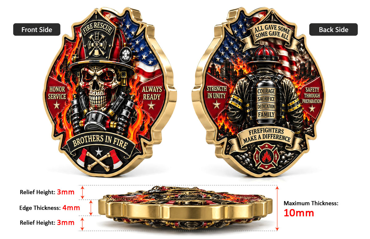 custom-uv-printed-3d-coins-24 Custom double-sided 3D relief challenge coin with integrated zinc alloy body and full color UV printing